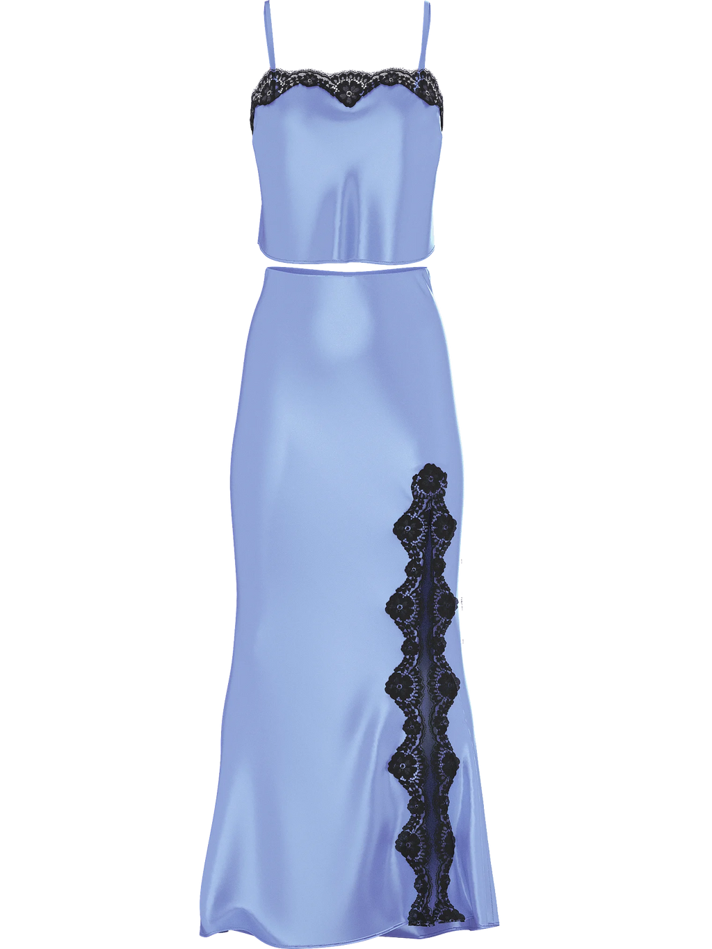 Ensemble haut court et jupe nuisette en satin et dentelle