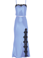 Ensemble haut court et jupe nuisette en satin et dentelle