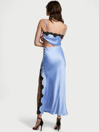 Ensemble haut court et jupe nuisette en satin et dentelle