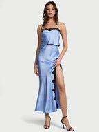 Ensemble haut court et jupe nuisette en satin et dentelle