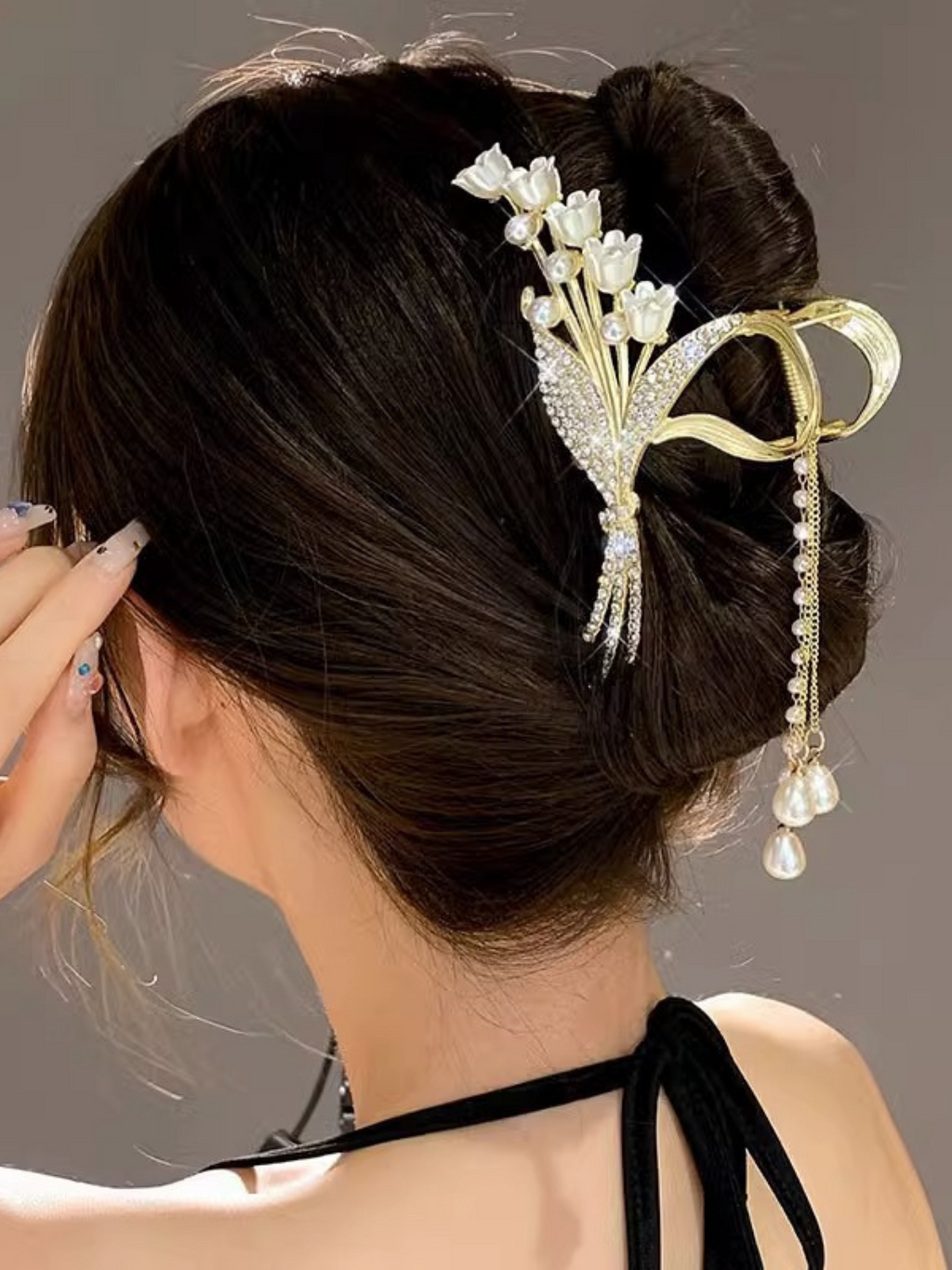 Pince à cheveux de luxe en cristal et perles (8 pièces)