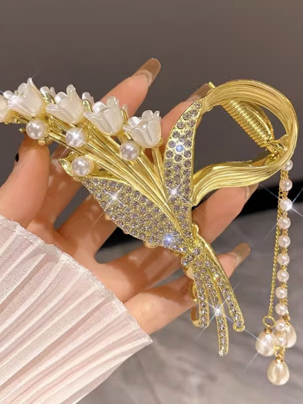 Pince à cheveux de luxe en cristal et perles (8 pièces)