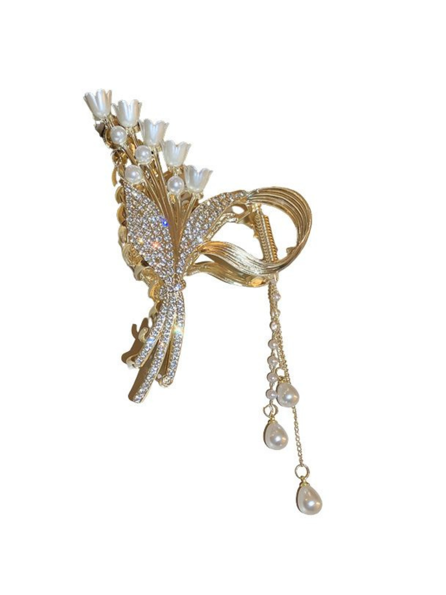 Pince à cheveux de luxe en cristal et perles (8 pièces)