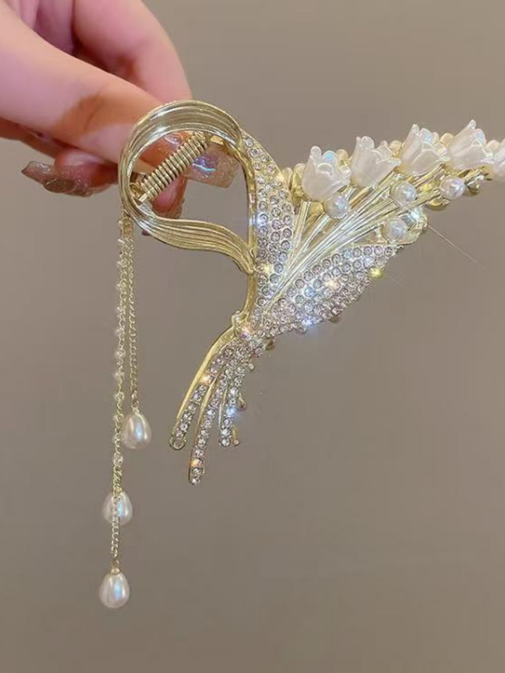 Pince à cheveux de luxe en cristal et perles (8 pièces)