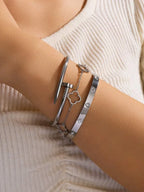 Lot de 3 bracelets à breloques en acier inoxydable